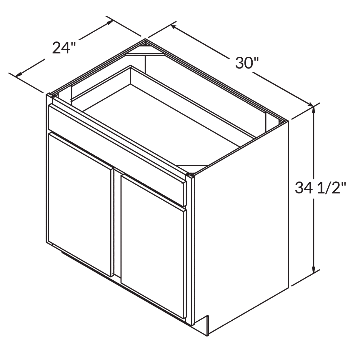 Base Double Door One Drawer 30 Wide White Shaker Cabinet