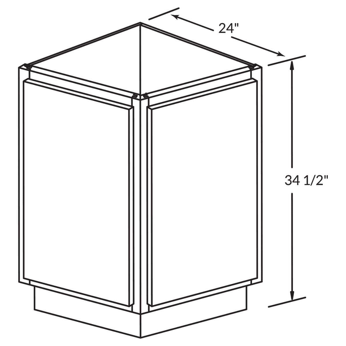 Base End 24 Wide White Shaker Cabinet