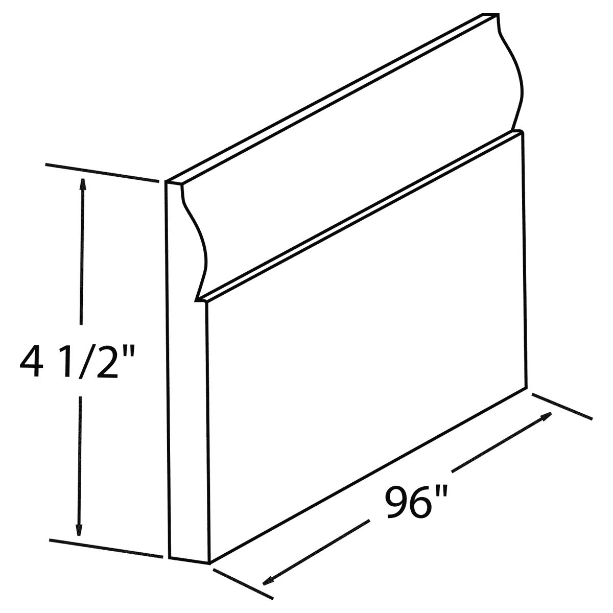 Base Board Molding 4 5 X 96 For White Shaker Cabinetry