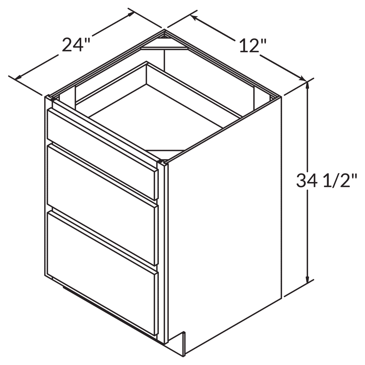 Drawer Base 12 Wide White Shaker Cabinet