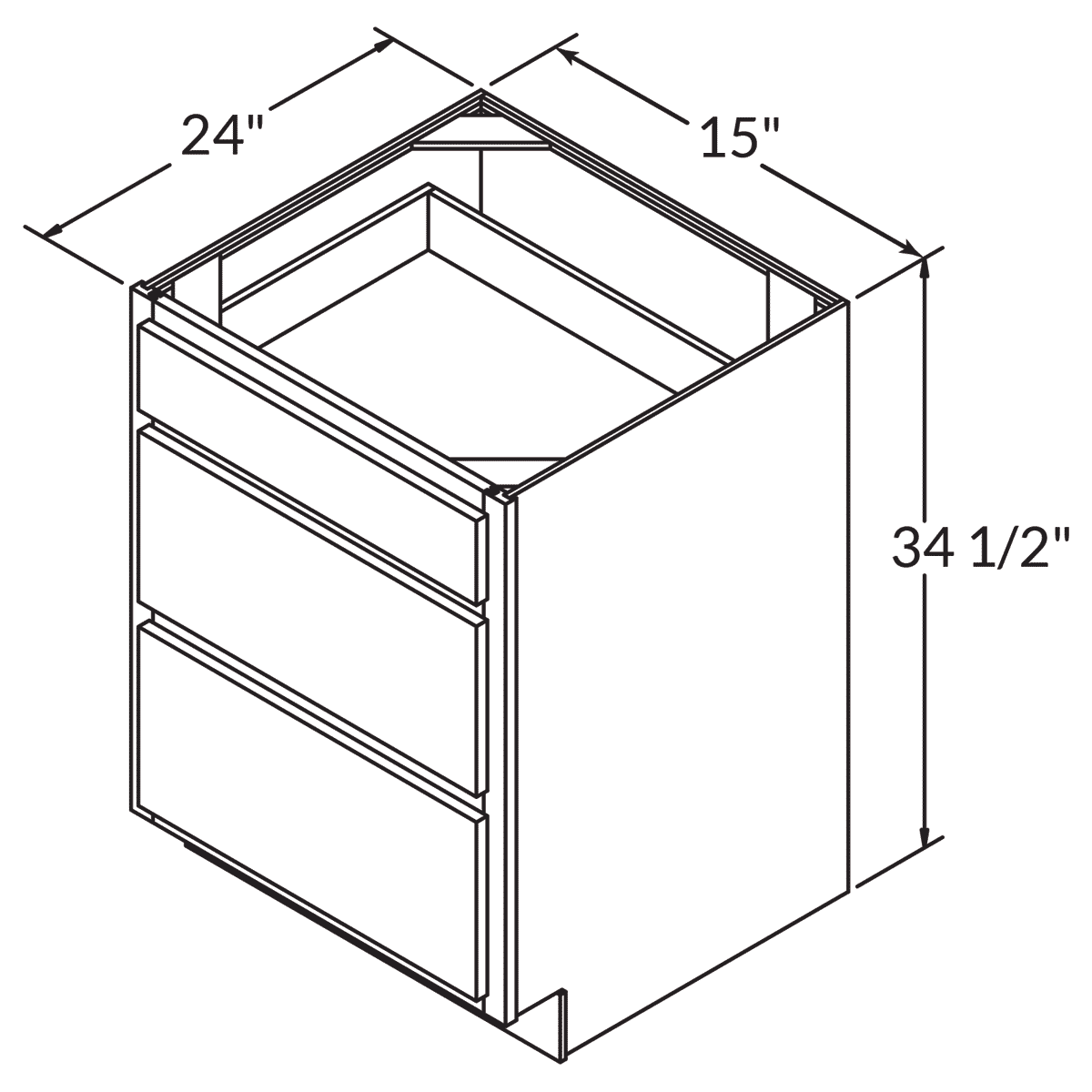 Drawer Base 15 Wide White Shaker Cabinet