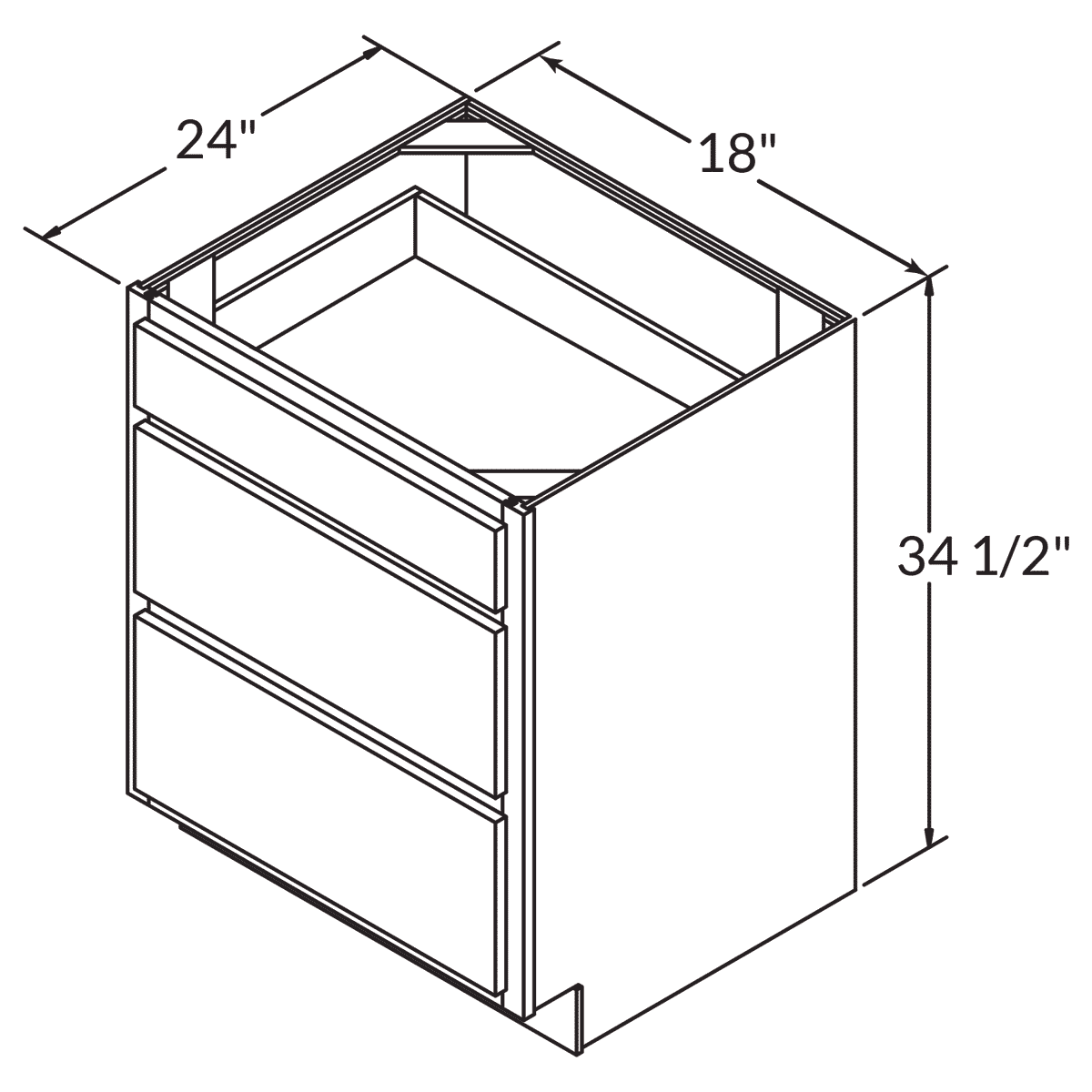 Drawer Base 18 Wide White Shaker Cabinet