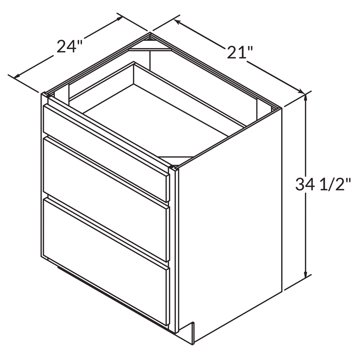 Drawer Base 21 Wide White Shaker Cabinet