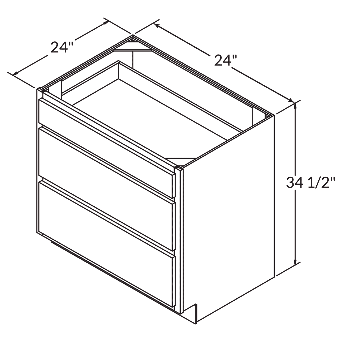 Drawer Base 24 Wide White Shaker Cabinet