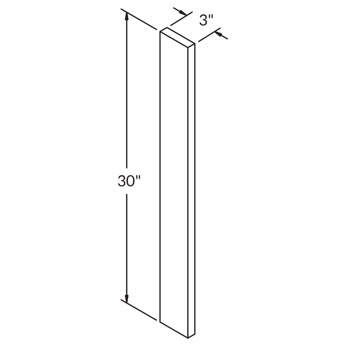 3 W X 30 H Filler Molding For White Shaker Cabinetry