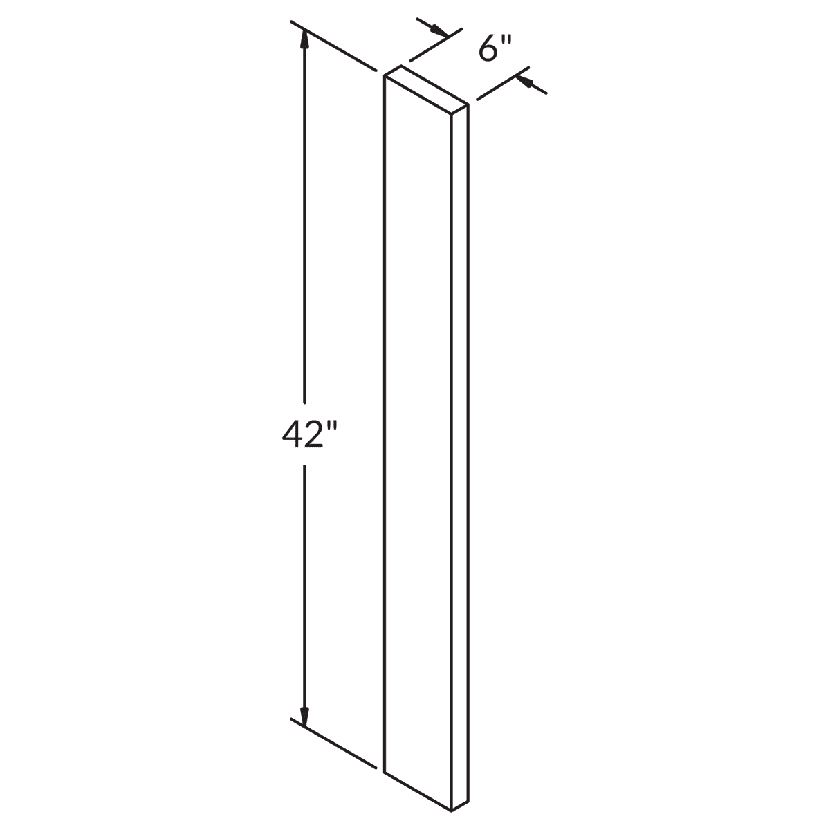 6 W X 42 H Filler Molding For White Shaker Cabinetry