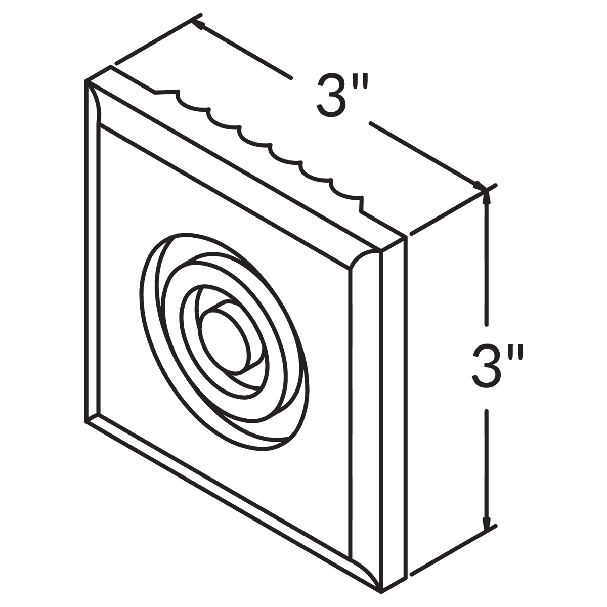 Rosette Molding 3 W X 3 H For White Shaker Cabinetry