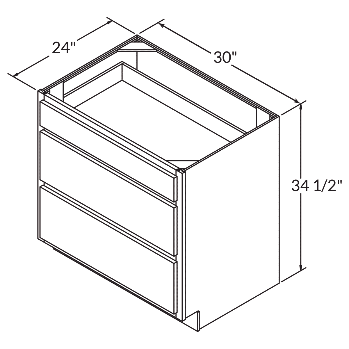 Drawer Base 30 Wide White Shaker Cabinet