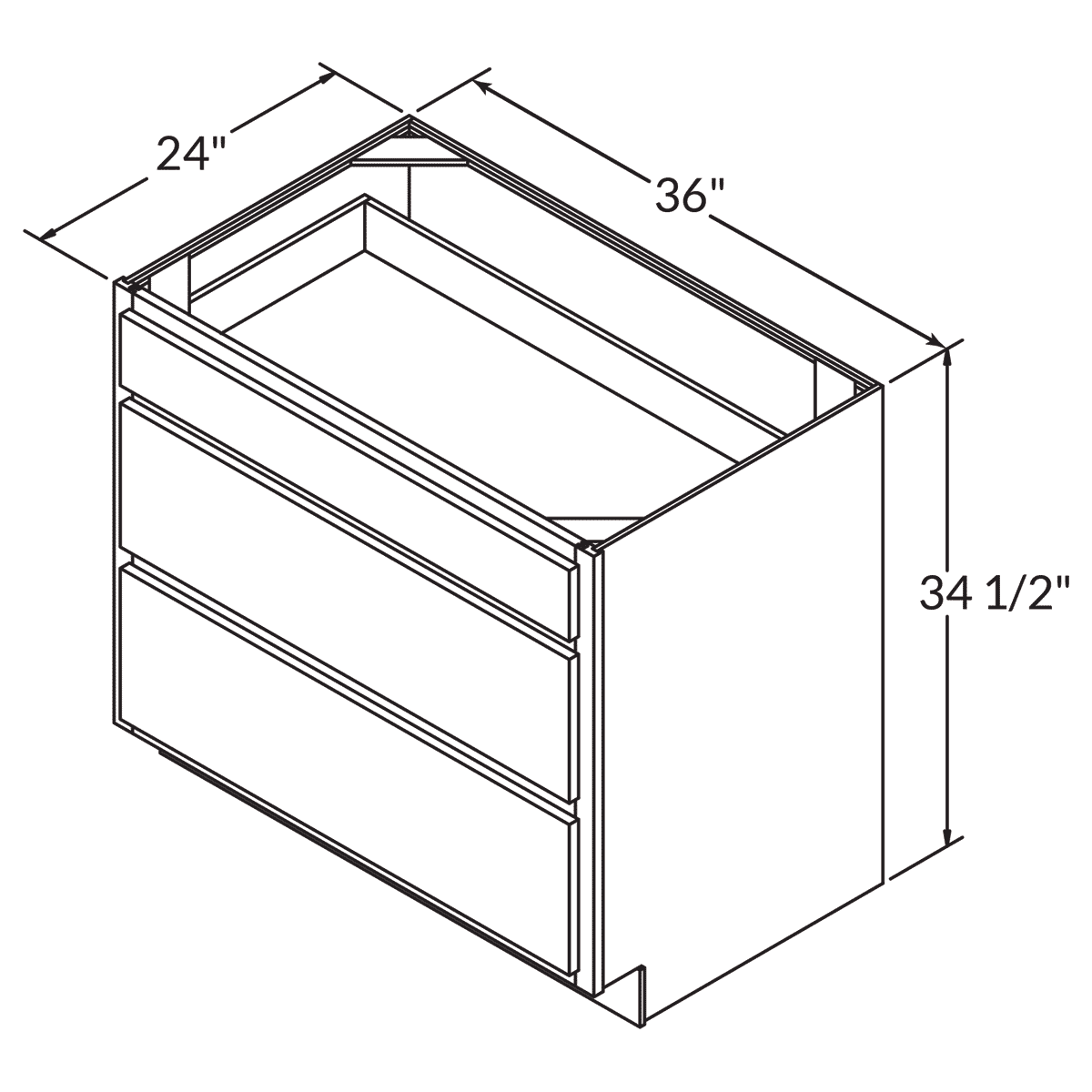 Drawer Base 36 Wide White Shaker Cabinet