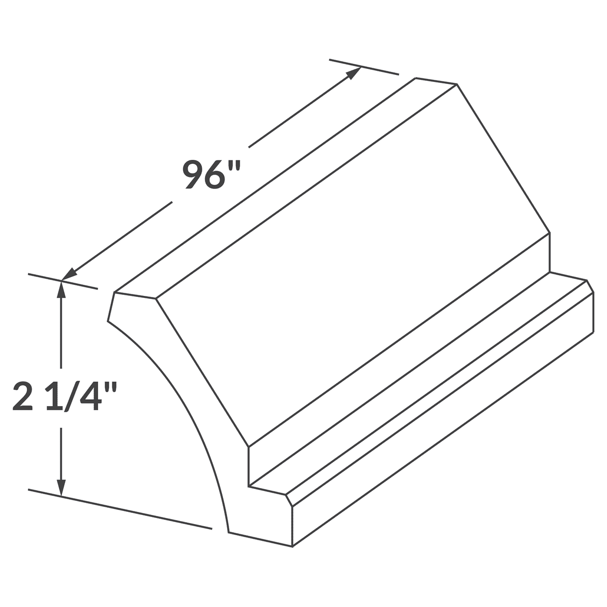 Multi Position Crown Molding 96 X 2 1 4 For White Shaker Cabinetry