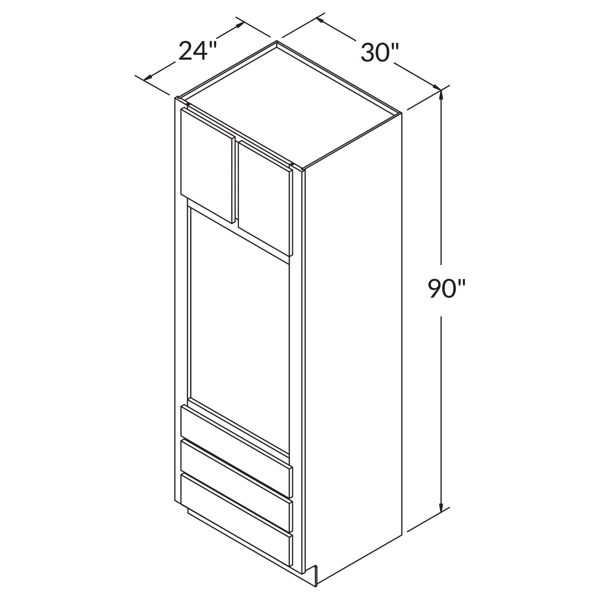 Oven Universal 90 By 30 Wide White Shaker Cabinet