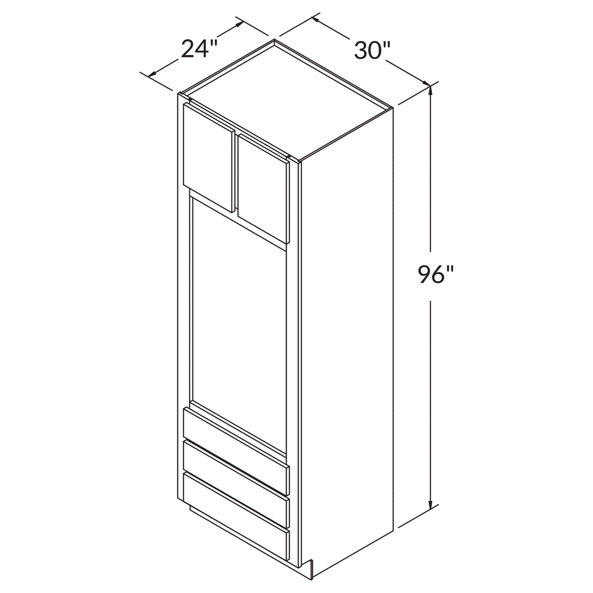 Oven Universal 96 By 30 Wide White Shaker Cabinet