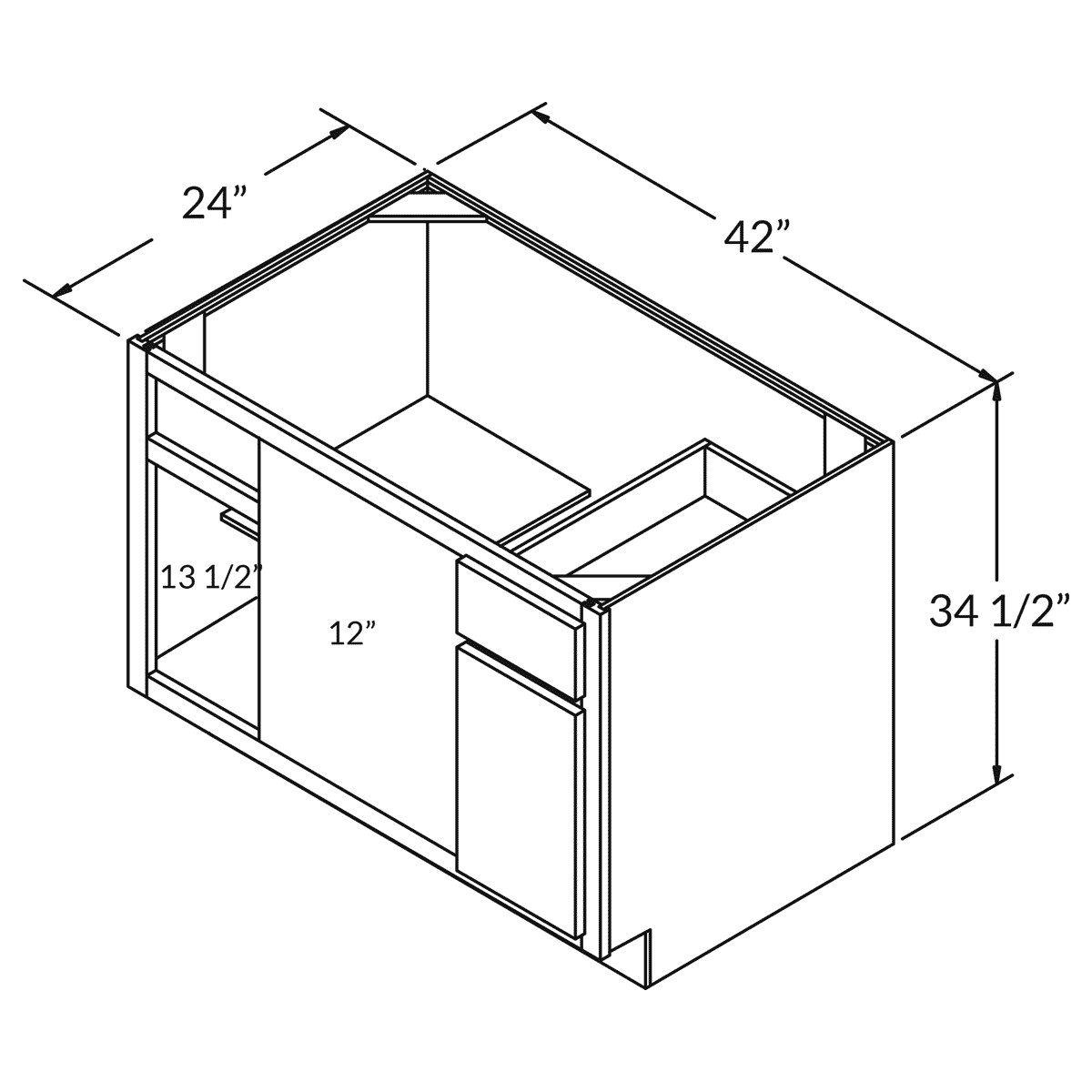 Blind Corner Sink Base 42 D White Shaker Cabinet