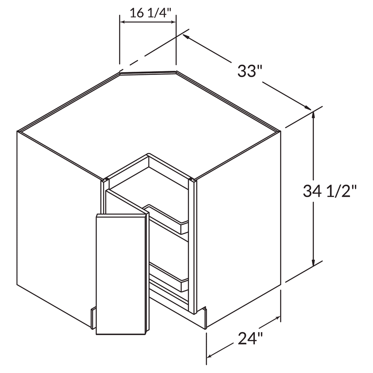 Lazy Suzan Base 33 D White Shaker Cabinet