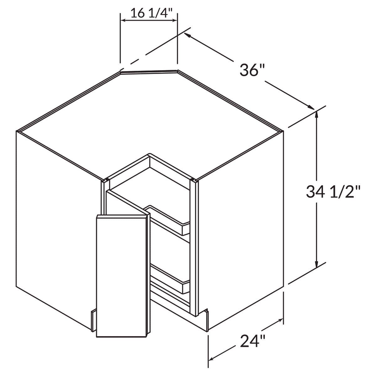 Lazy Suzan Base 36 D White Shaker Cabinet