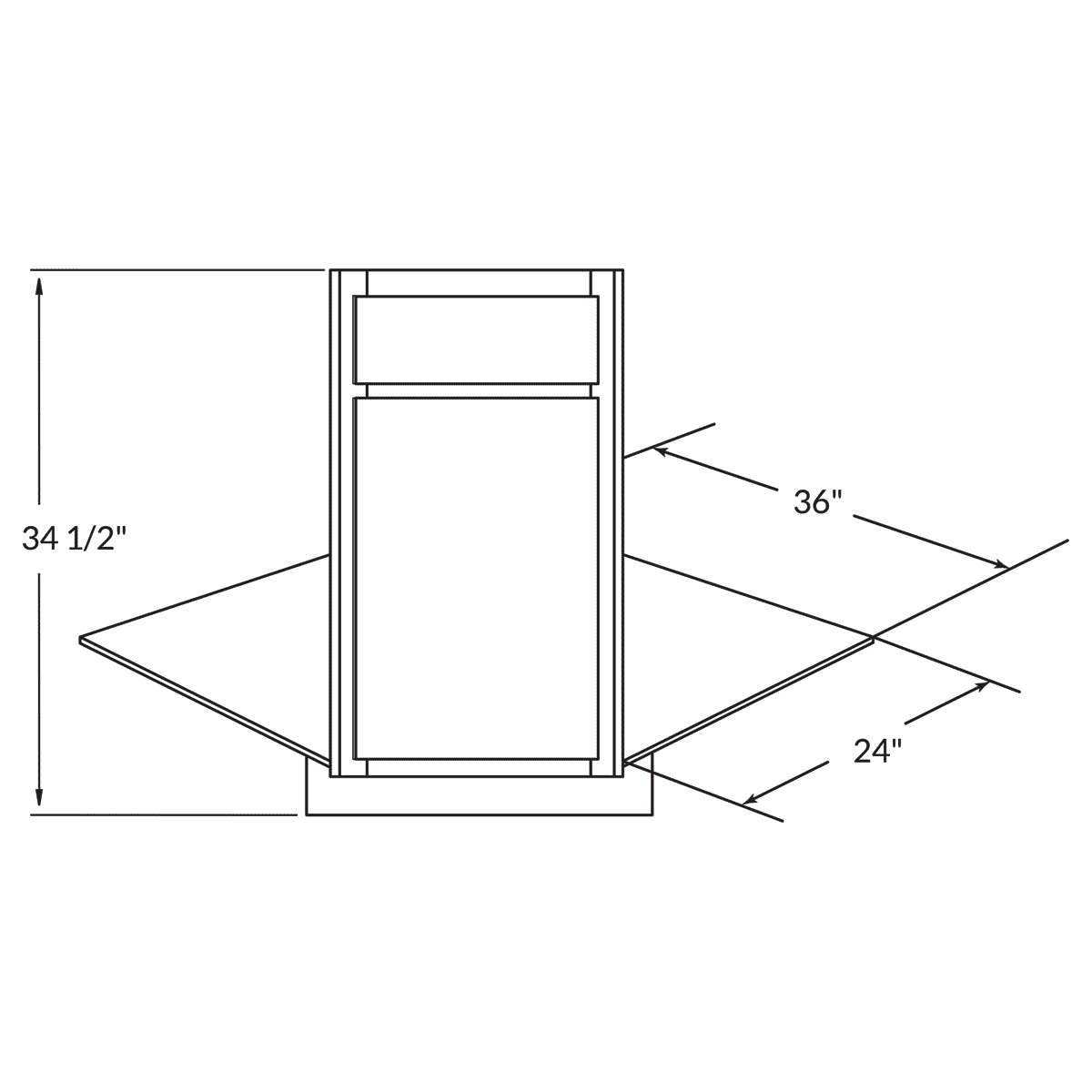 Sink Front Corner Base 36 D White Shaker Cabinet