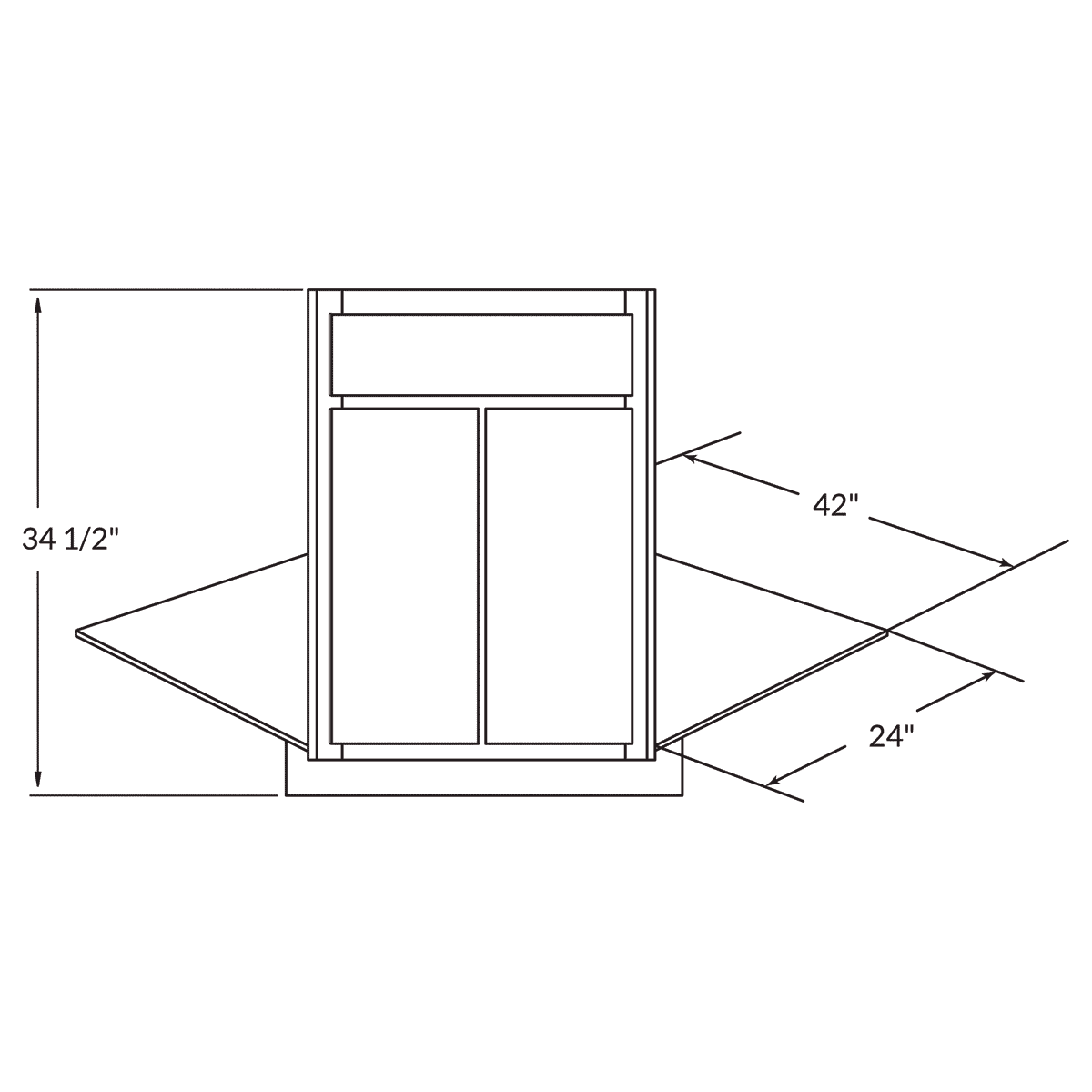 Sink Front Corner Base 42 D White Shaker Cabinet