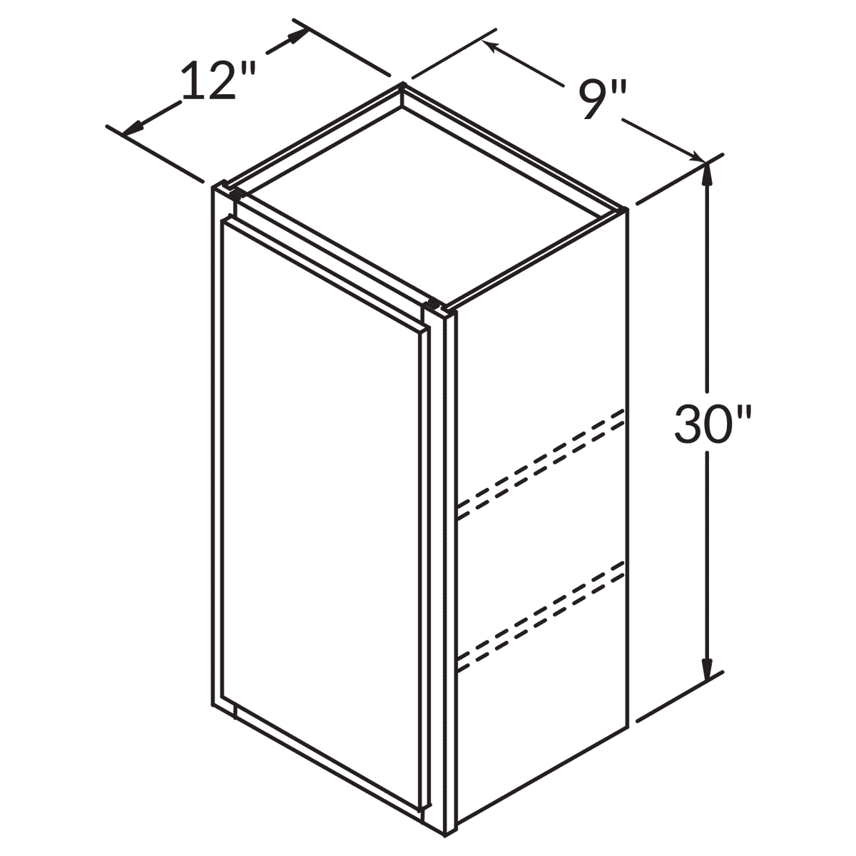 Single Door Wall 30 By 9 Wide White Shaker Cabinet