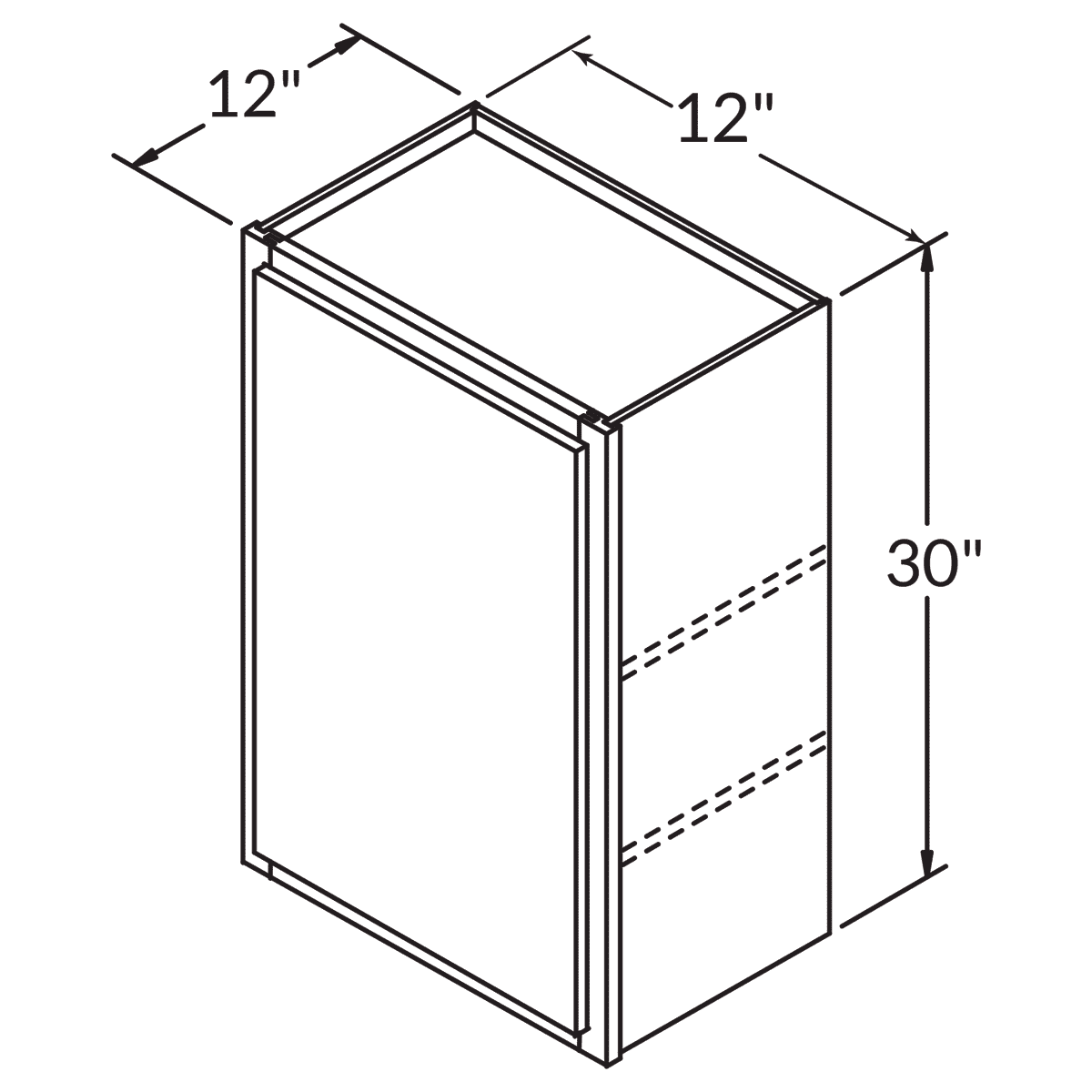 Single Door Wall 30 By 12 Wide White Shaker Cabinet