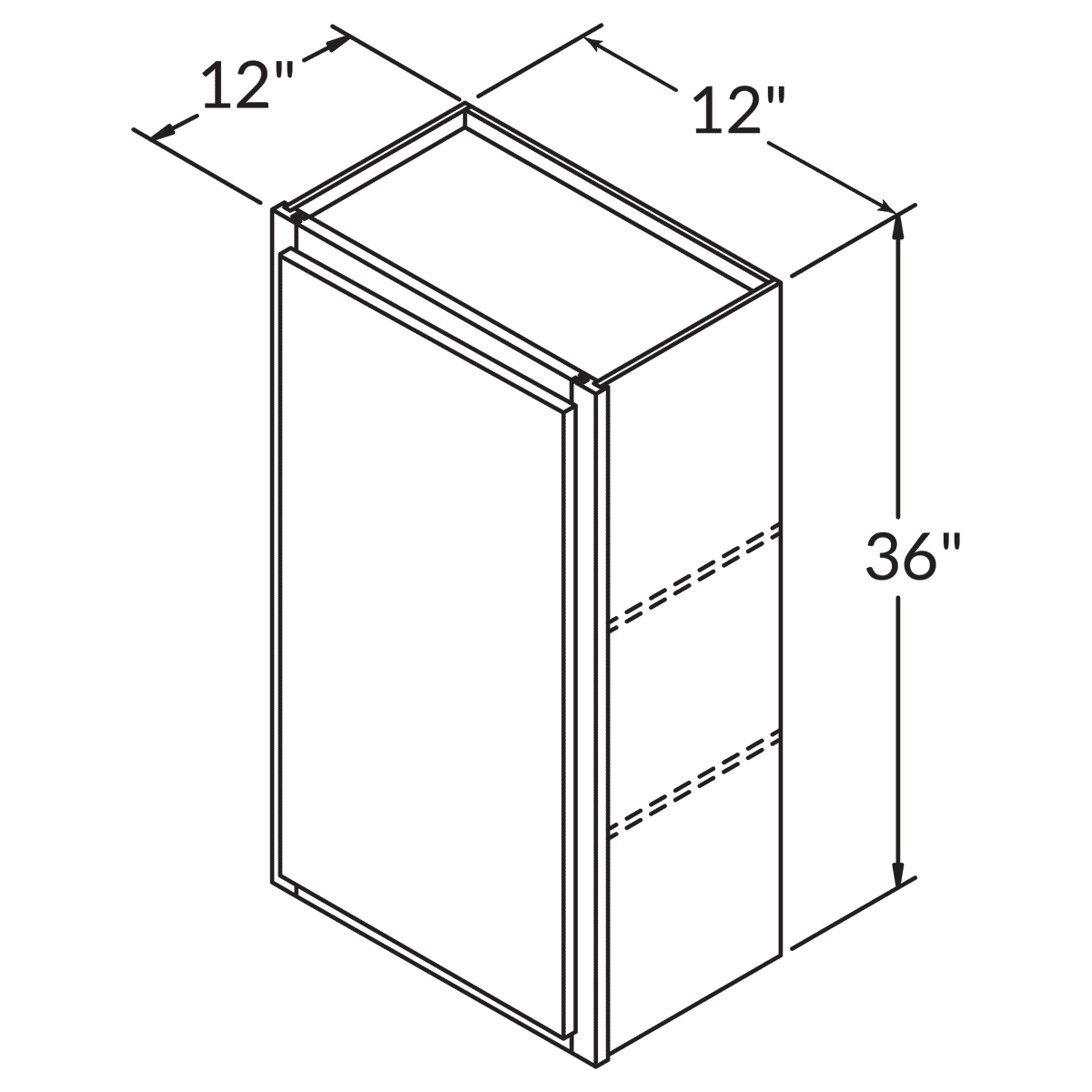 Single Door Wall 36 By 12 Wide White Shaker Cabinet