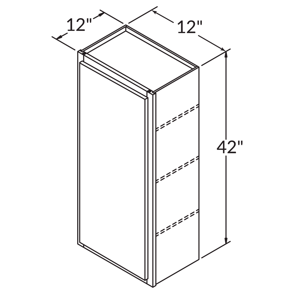 Single Door Wall 42 By 12 Wide White Shaker Cabinet