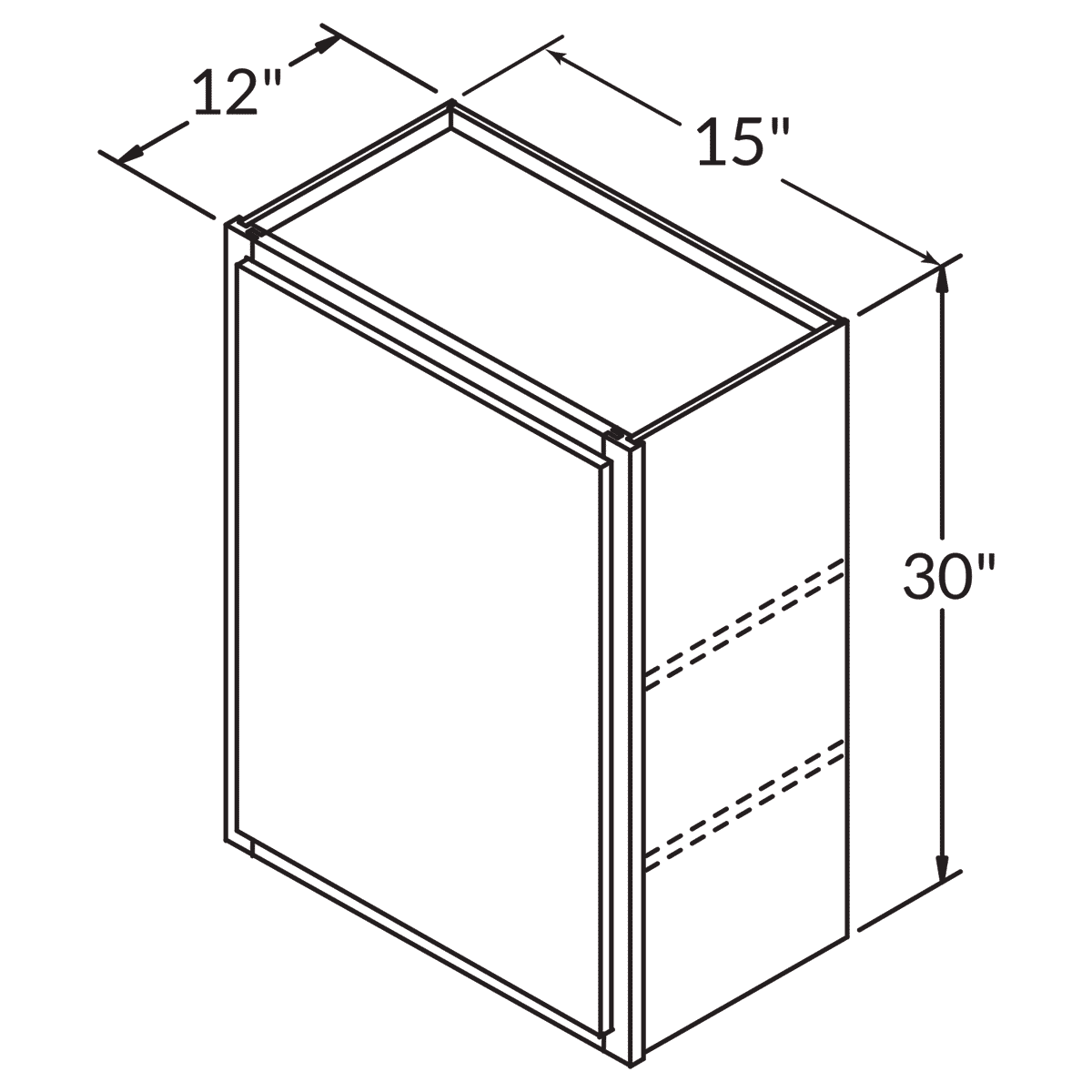 Single Door Wall 30 By 15 Wide White Shaker Cabinet