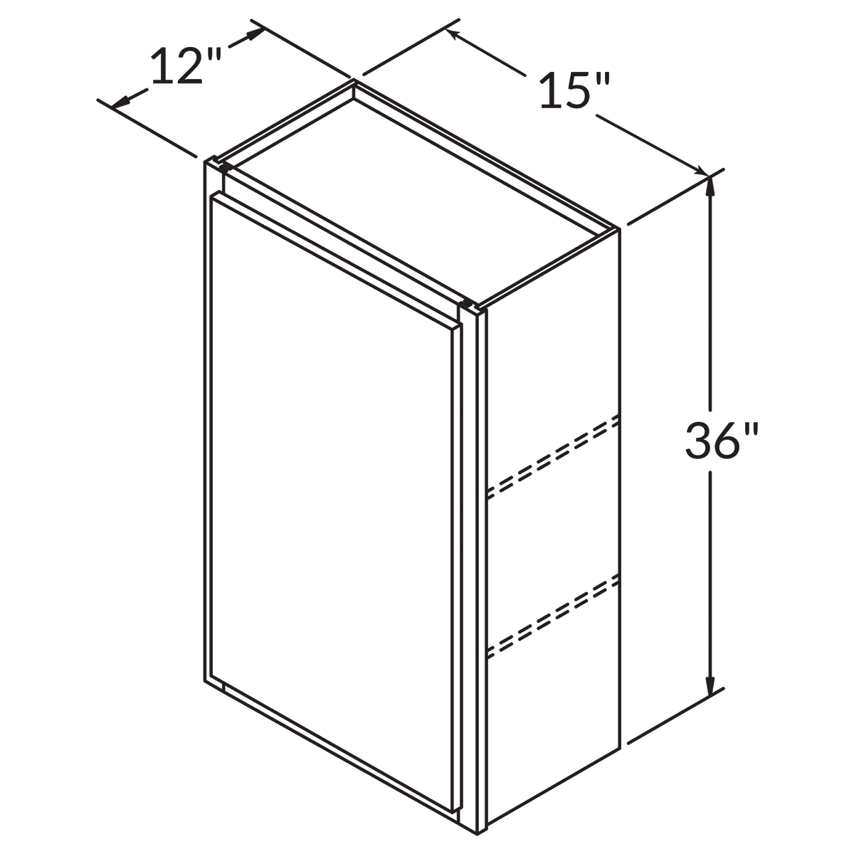 Single Door Wall 36 By 15 Wide White Shaker Cabinet