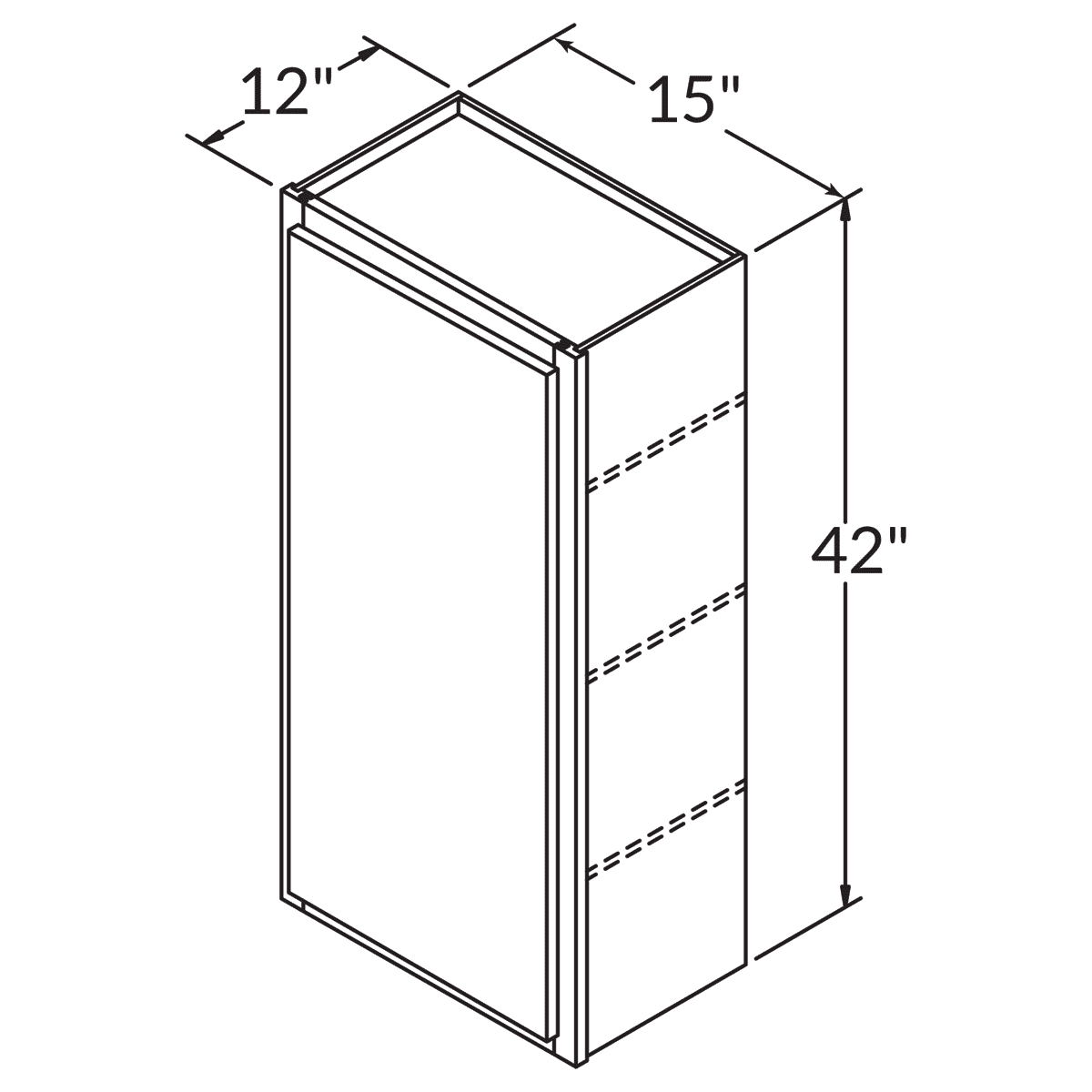 Single Door Wall 42 By 15 Wide White Shaker Cabinet