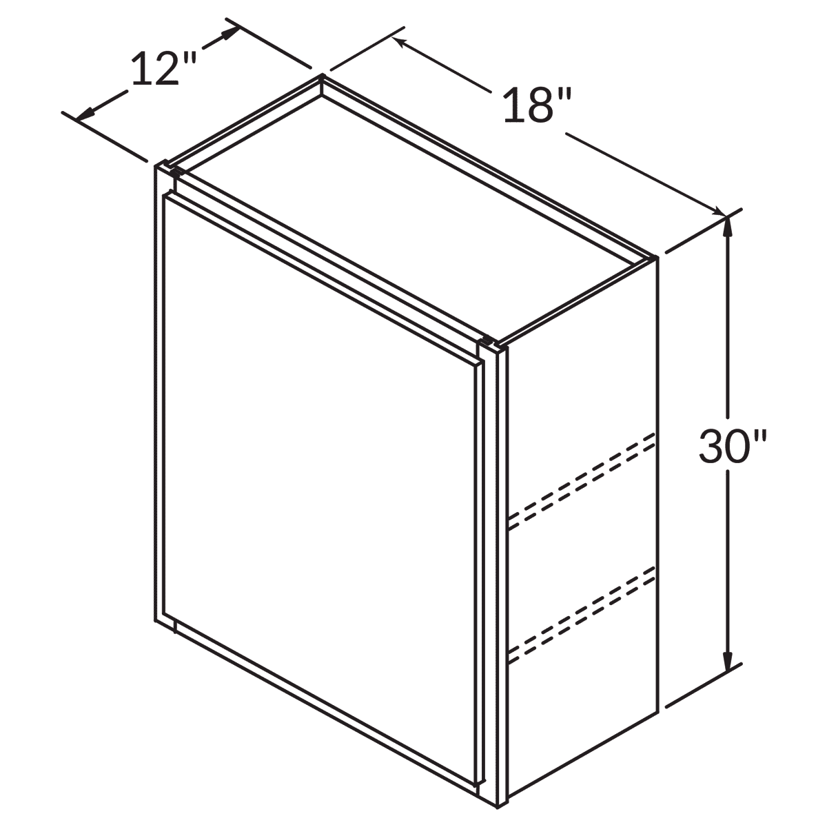 Single Door Wall 30 By 18 Wide White Shaker Cabinet