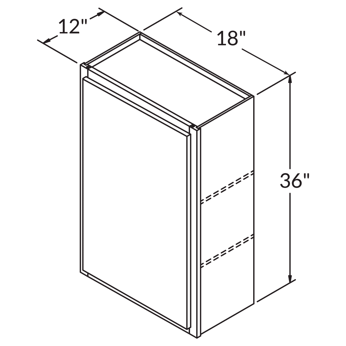 Single Door Wall 36 By 18 Wide White Shaker Cabinet