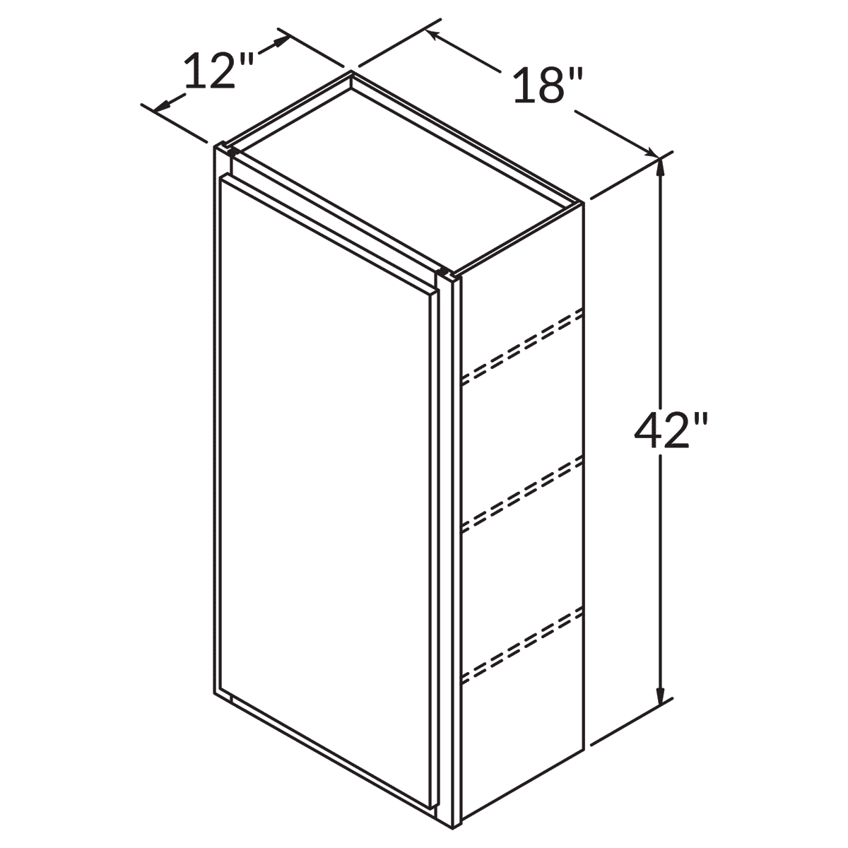 Single Door Wall 42 By 18 Wide White Shaker Cabinet