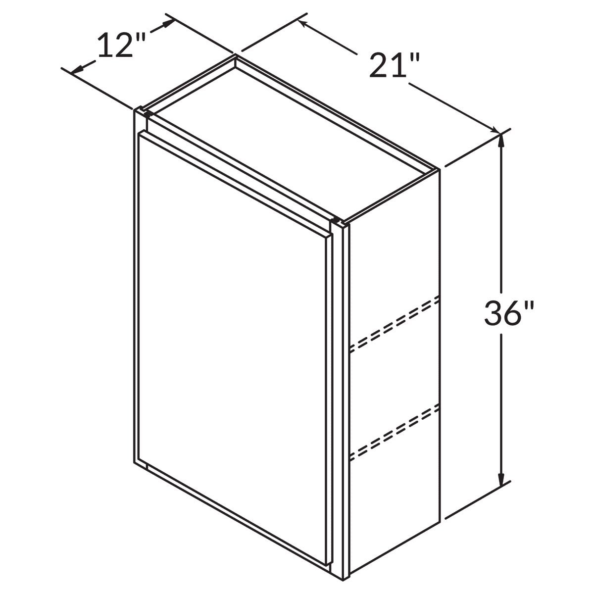 Single Door Wall 36 By 21 Wide White Shaker Cabinet