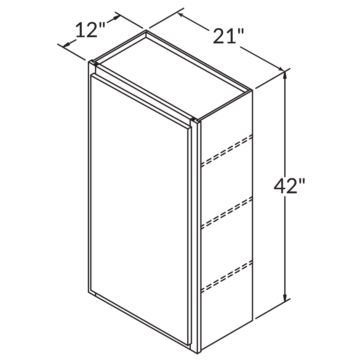 Single Door Wall 42 By 21 Wide White Shaker Cabinet