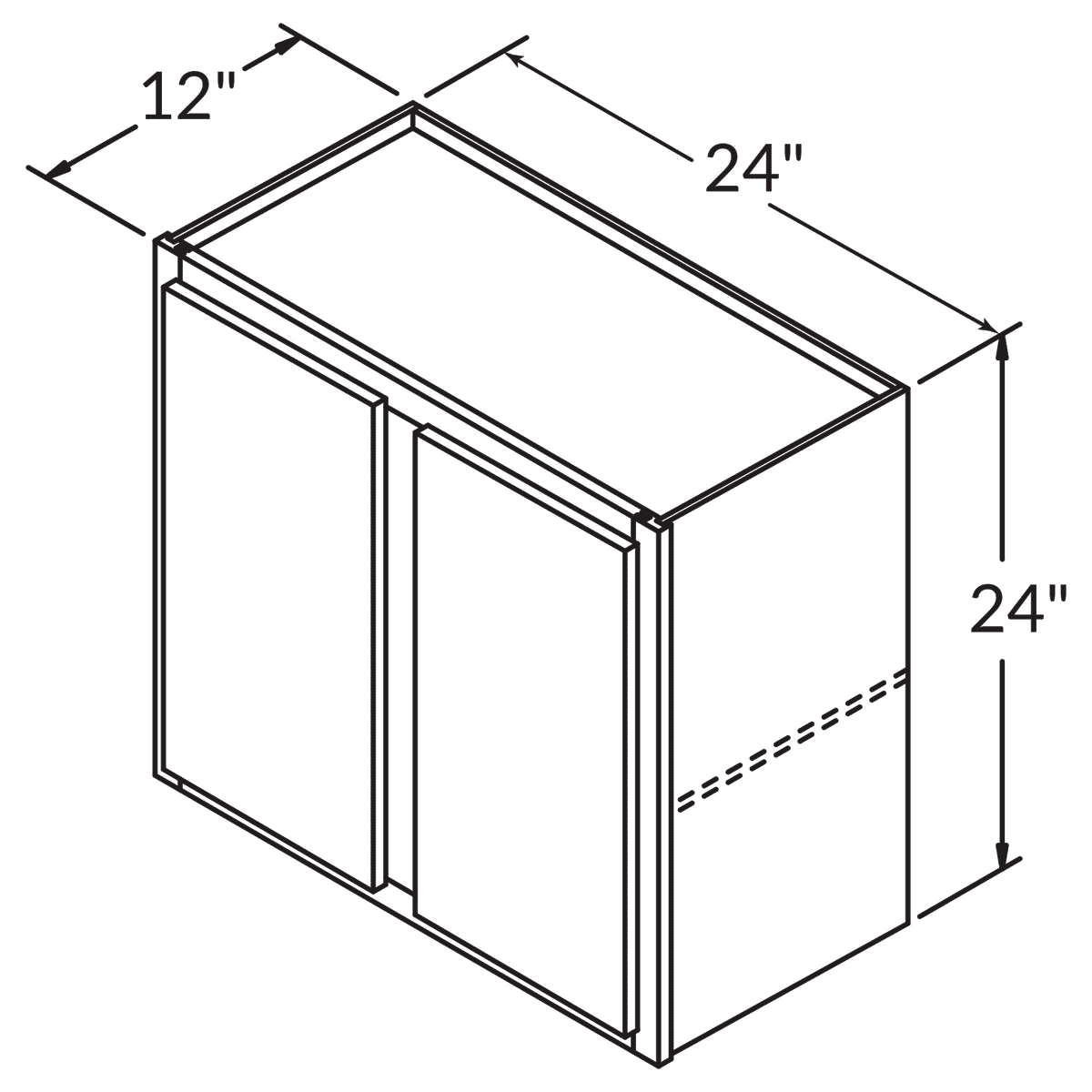 Double Door Wall 24 By 24 Wide White Shaker Cabinet