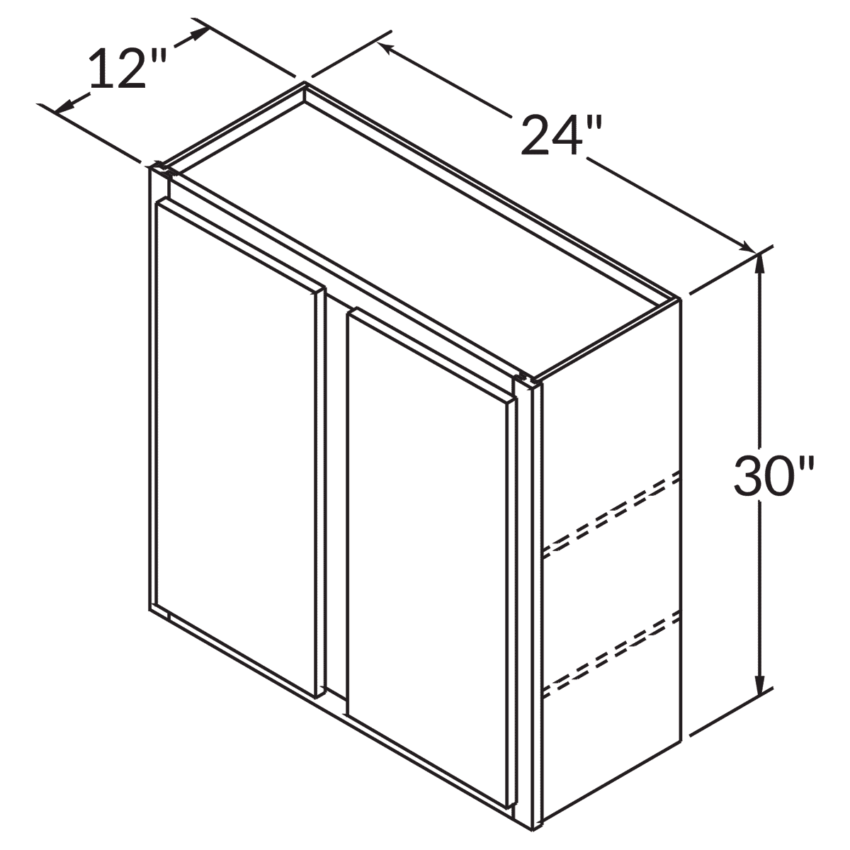 Double Door Wall 30 By 24 Wide White Shaker Cabinet