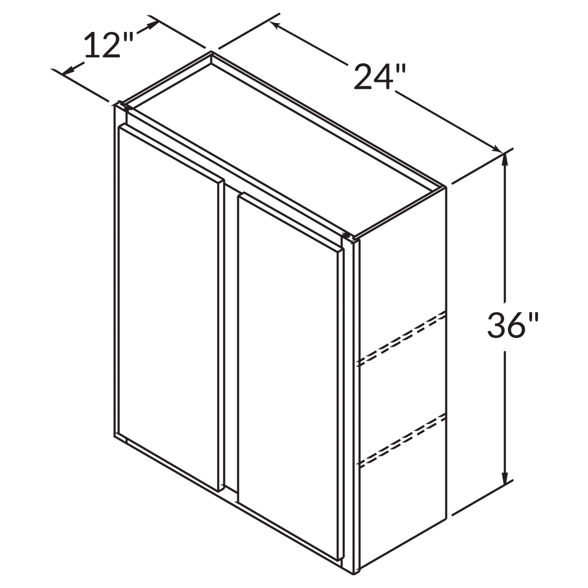 Double Door Wall 36 By 24 Wide White Shaker Cabinet