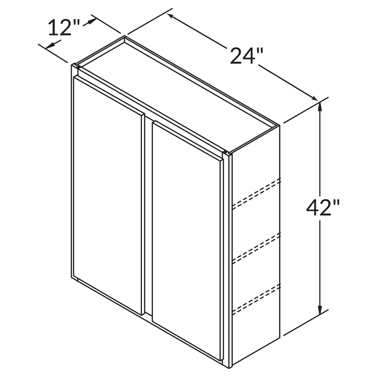 Single Door Wall 42 By 24 Wide White Shaker Cabinet