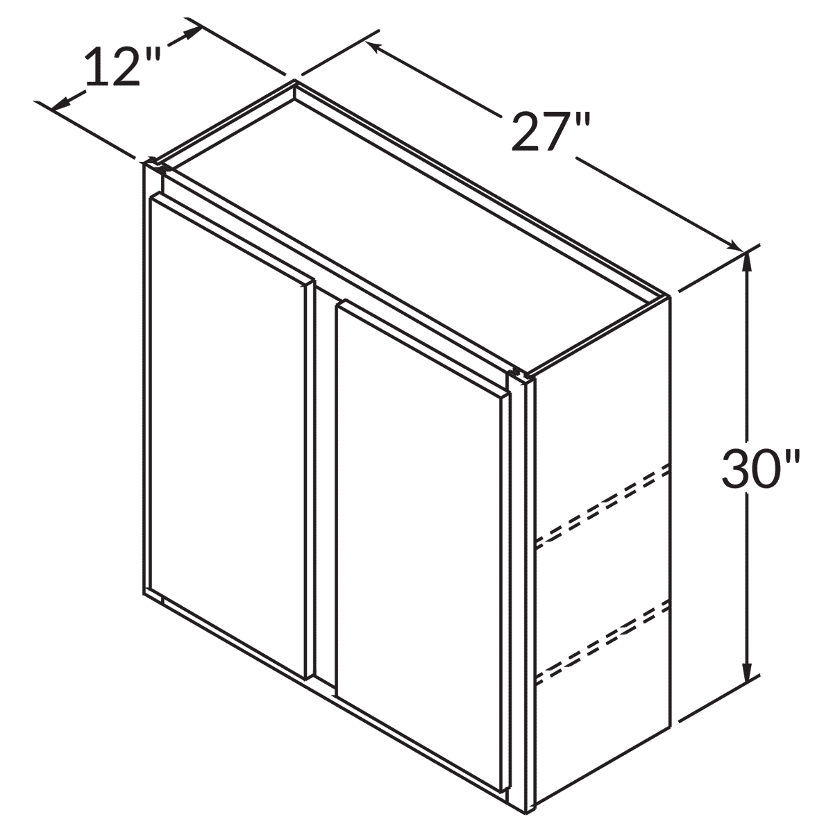 Double Door Wall 30 By 27 Wide White Shaker Cabinet