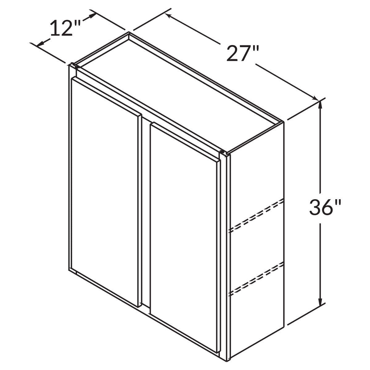 Double Door Wall 36 By 27 Wide White Shaker Cabinet