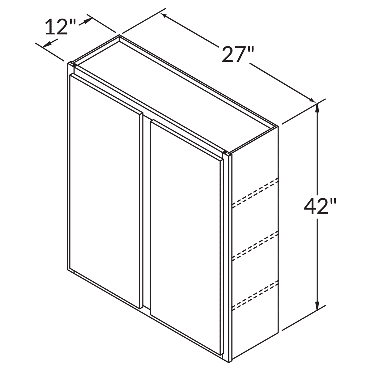 Double Door Wall 42 By 27 Wide White Shaker Cabinet