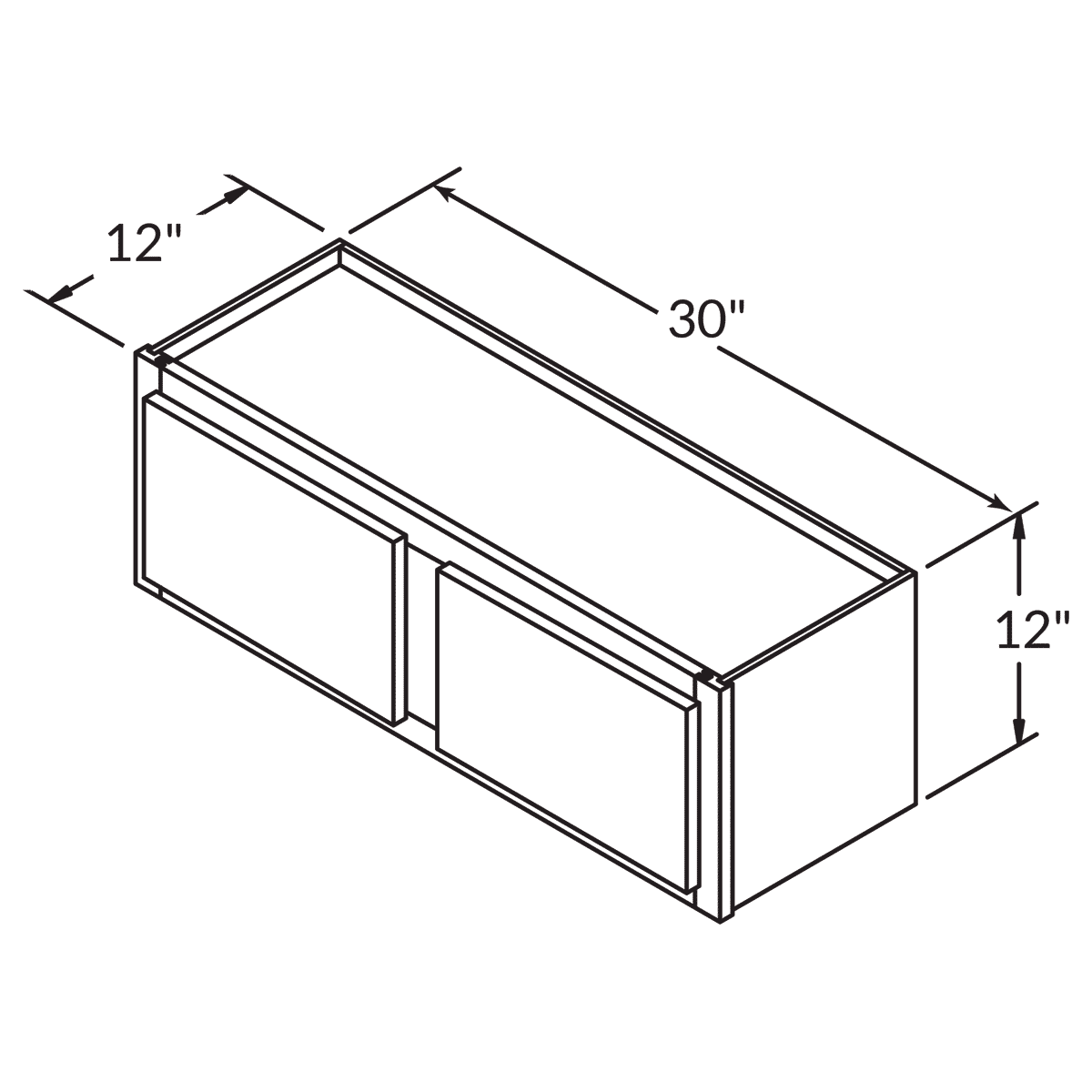 Double Door Wall 12 By 30 Wide White Shaker Cabinet