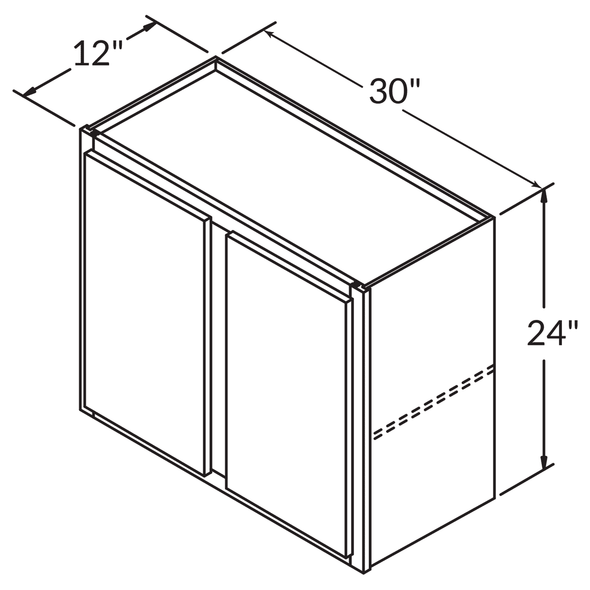 Double Door Wall 24 By 30 Wide White Shaker Cabinet