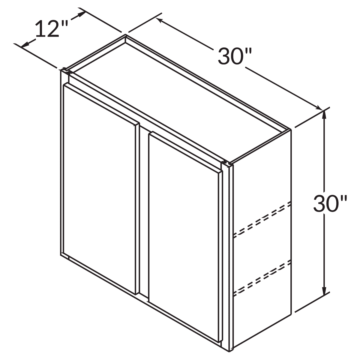 Double Door Wall 30 By 30 Wide White Shaker Cabinet