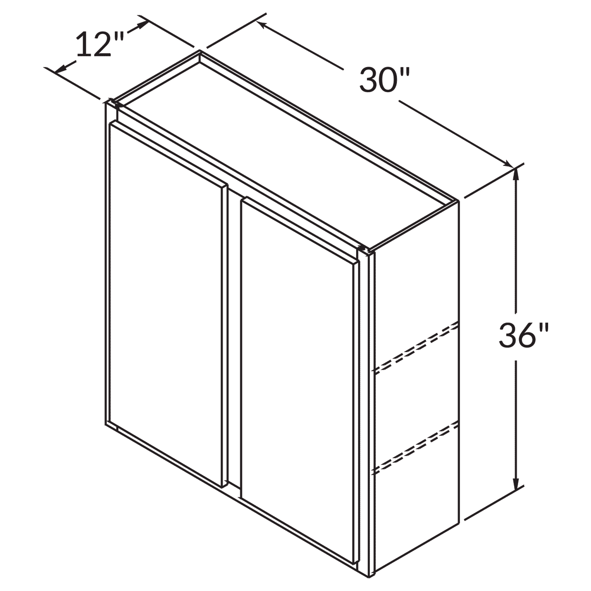 Double Door Wall 36 By 30 Wide White Shaker Cabinet