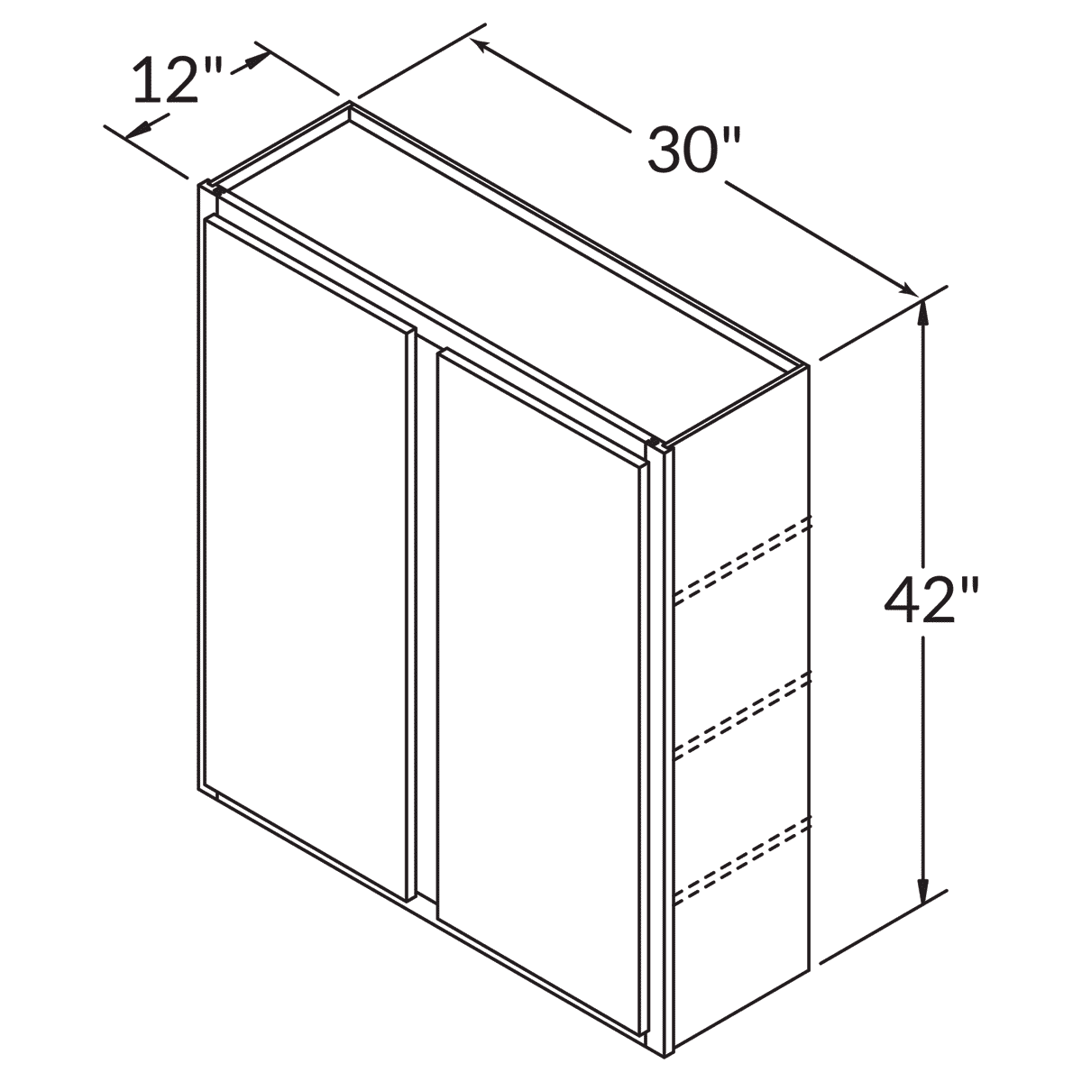 Double Door Wall 42 By 30 Wide White Shaker Cabinet