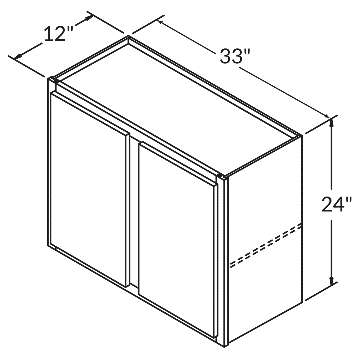 Double Door Wall 24 By 33 Wide White Shaker Cabinet