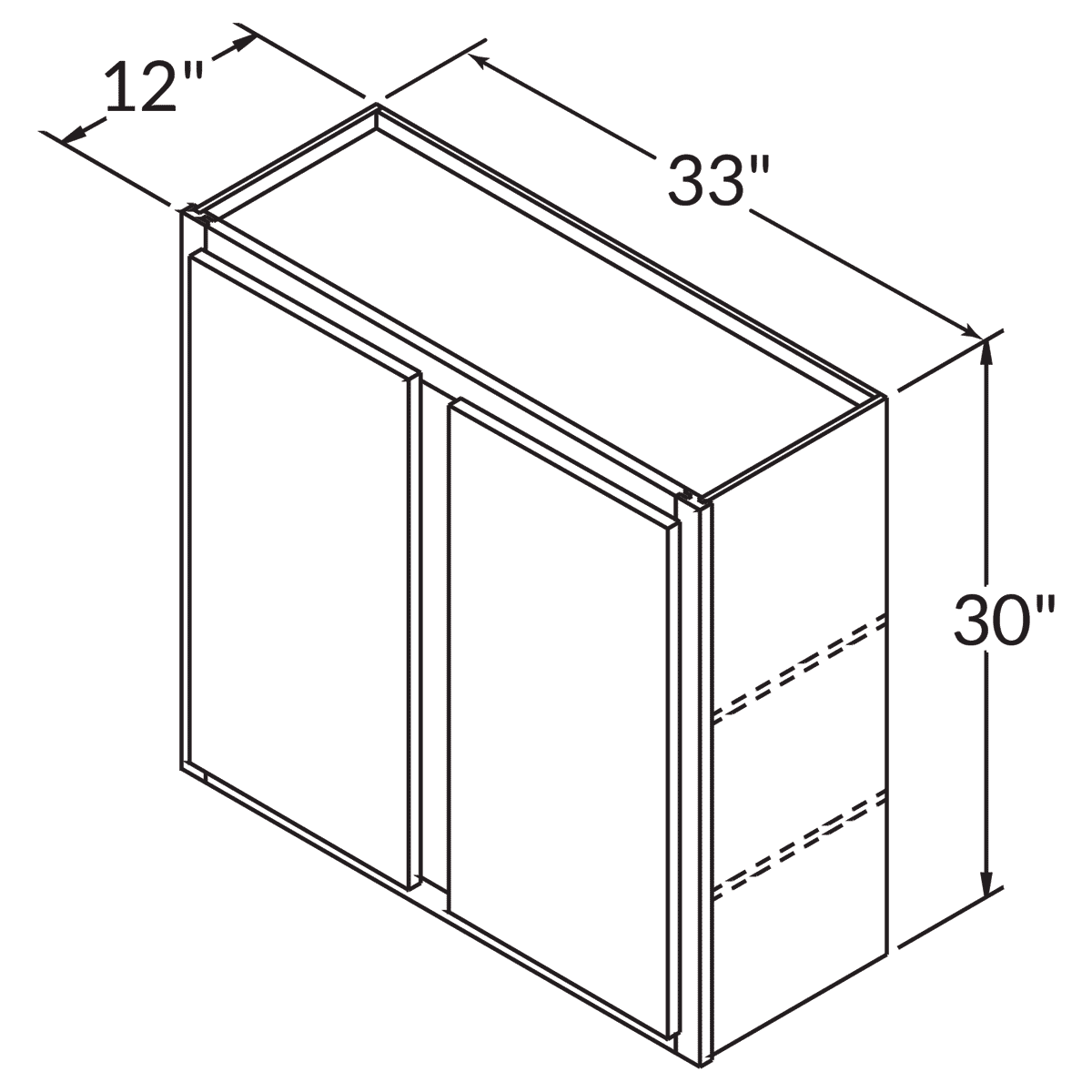 Double Door Wall 30 By 33 Wide White Shaker Cabinet