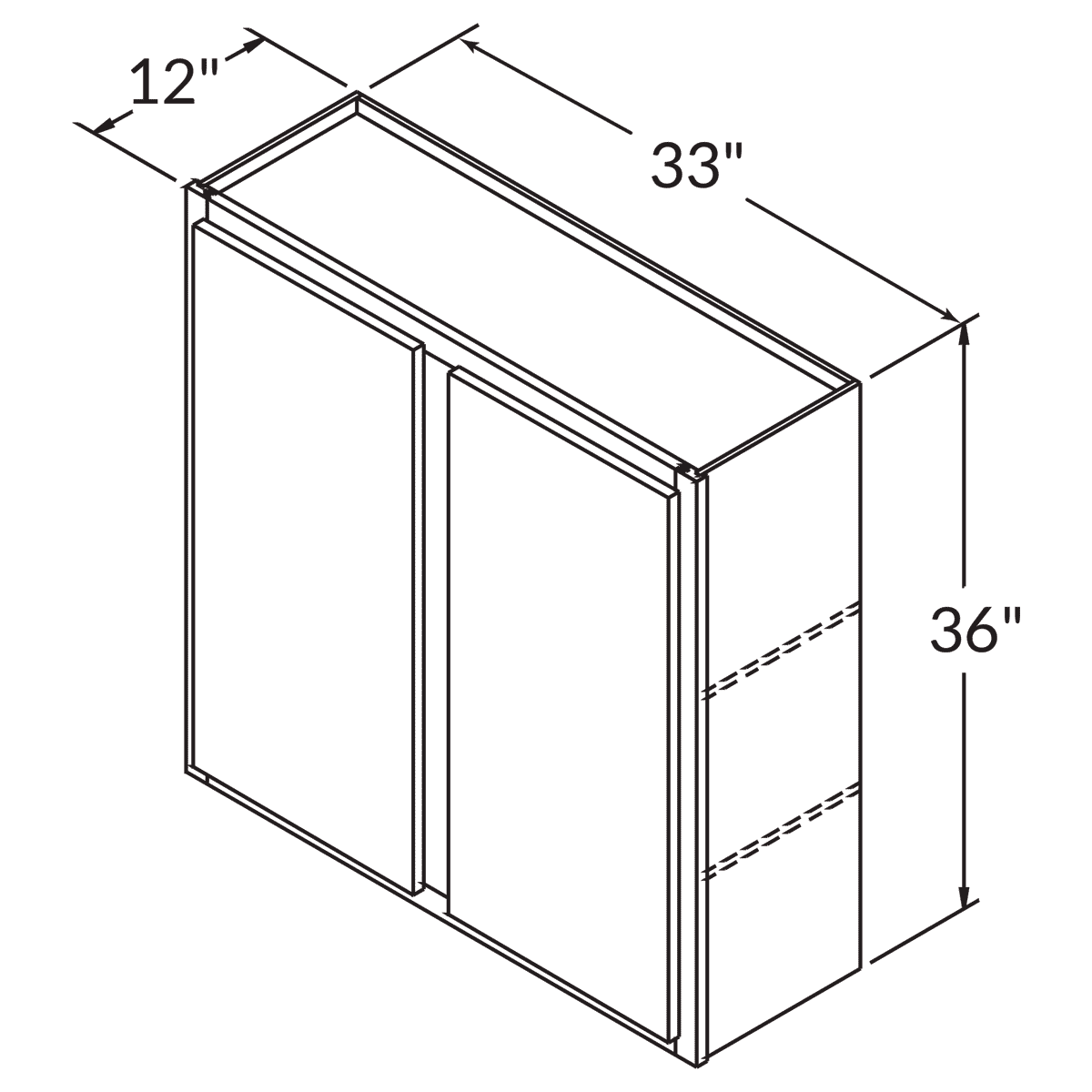 Double Door Wall 36 By 33 Wide White Shaker Cabinet