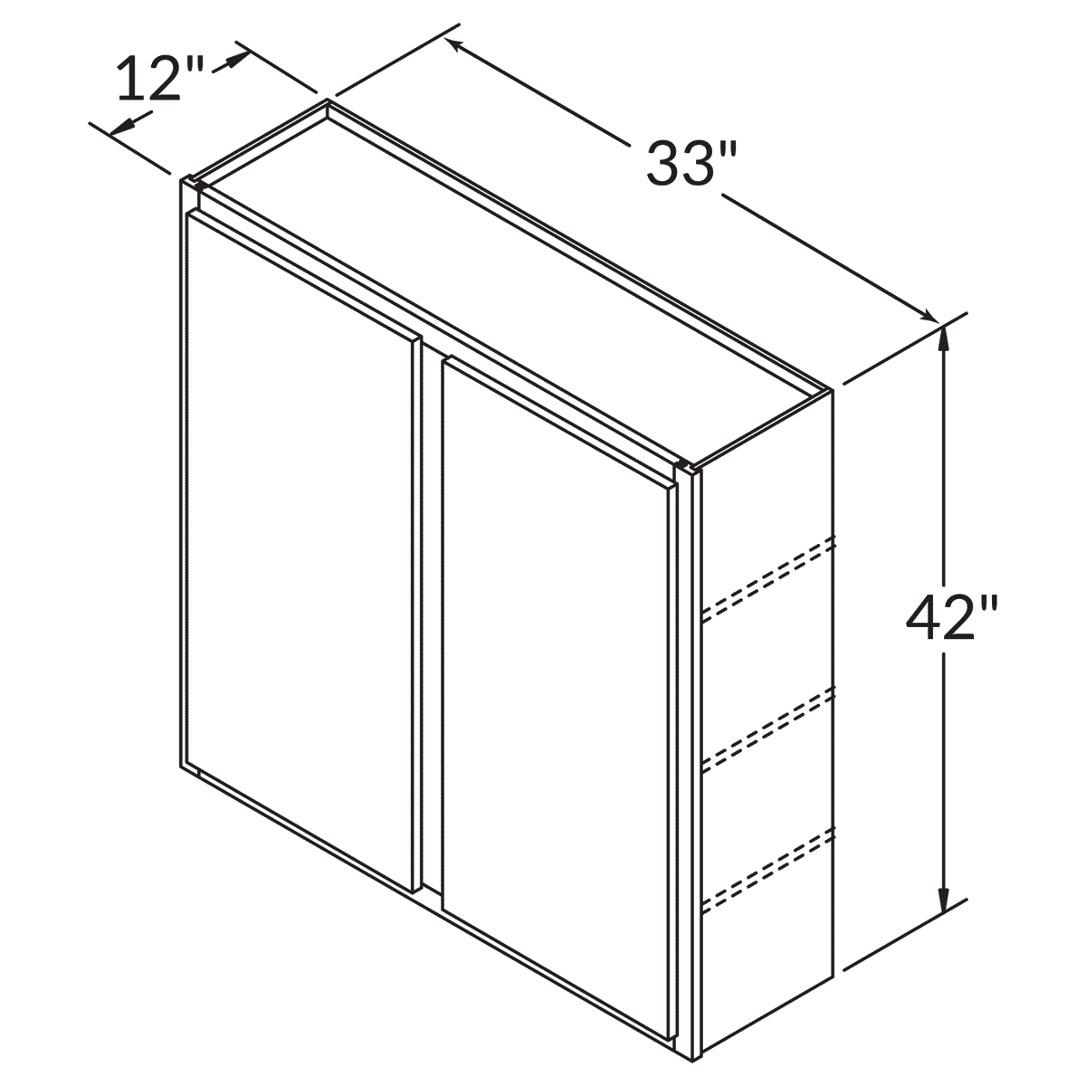 Double Door Wall 42 By 33 Wide White Shaker Cabinet