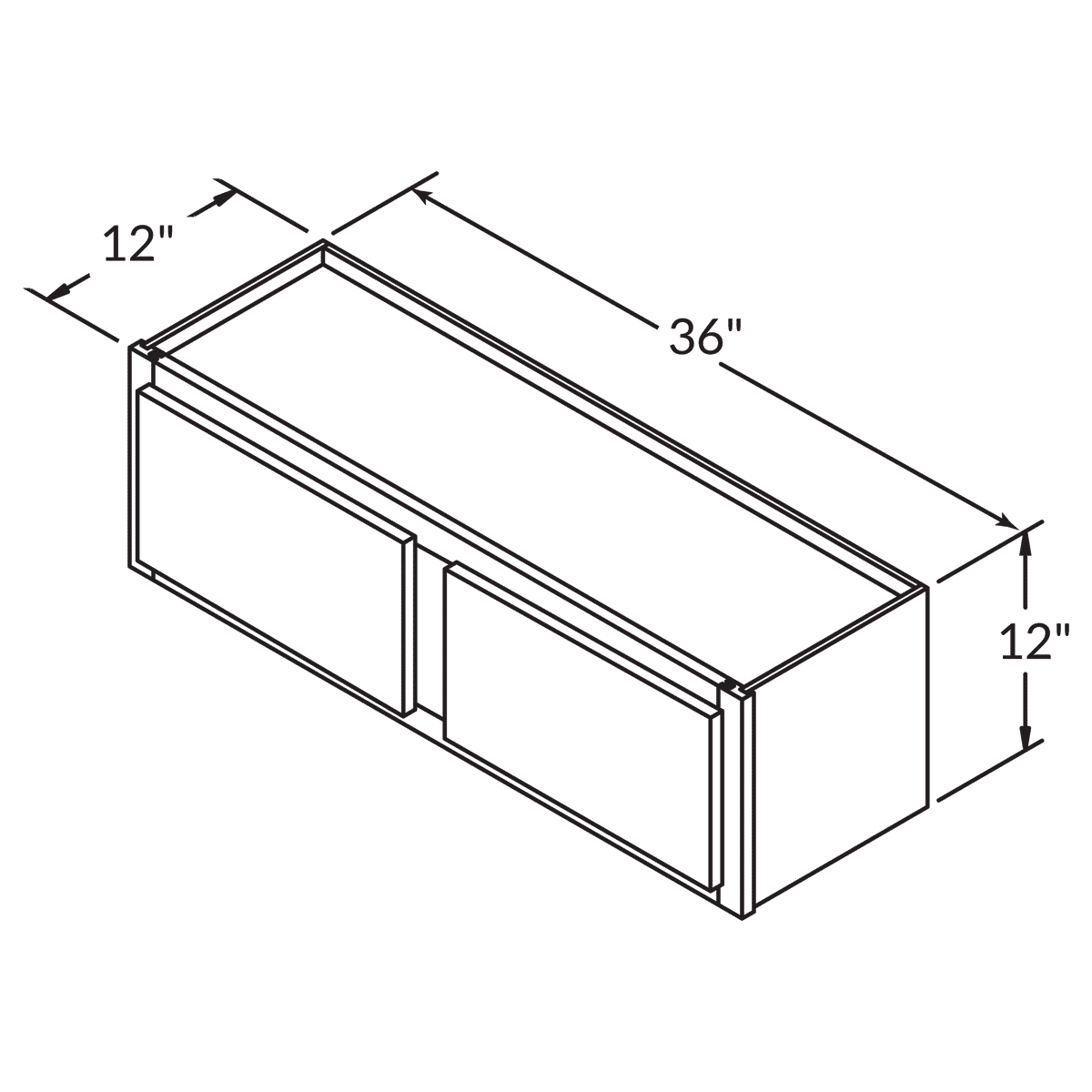 Double Door Wall 12 By 36 Wide White Shaker Cabinet